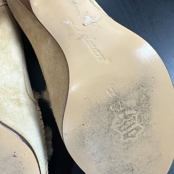 StUnNiNg Fur Lined DELMAN Suede Loafer Style Heels Tan Brown Size 7.5 - Picture 13 of 15